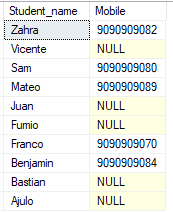 student records in descending order 